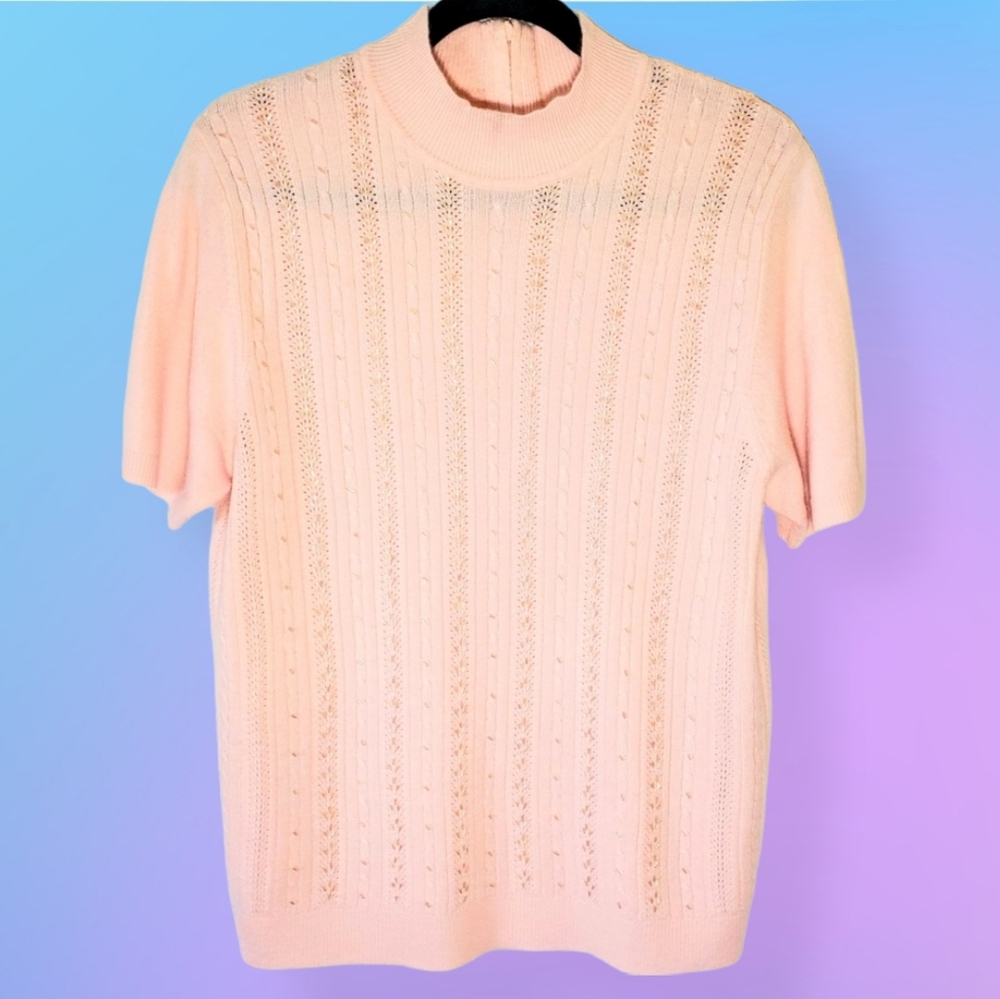 💖Pink Iridescent Beaded Pastel Vtg Sweater Top💖